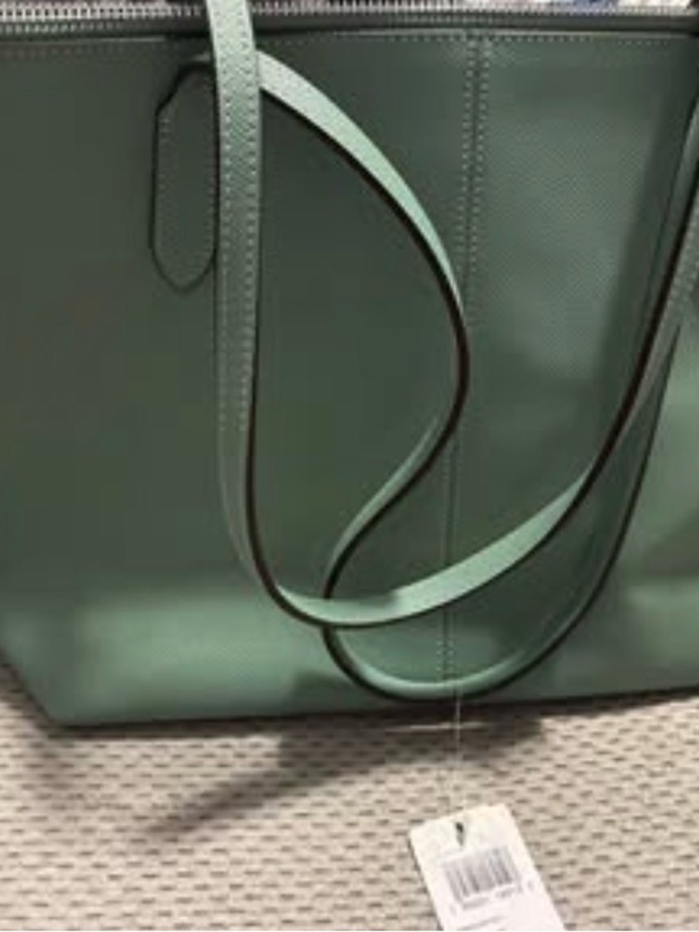 NWT Coach Crossgrain Leather Zip Top Tote Bag-Washed Green
